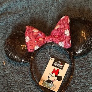 Disney Minnie Mouse Black Ears with Pink Sequin Bow